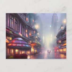 Auracore Fantasy Cityscape Digital Art Vykort