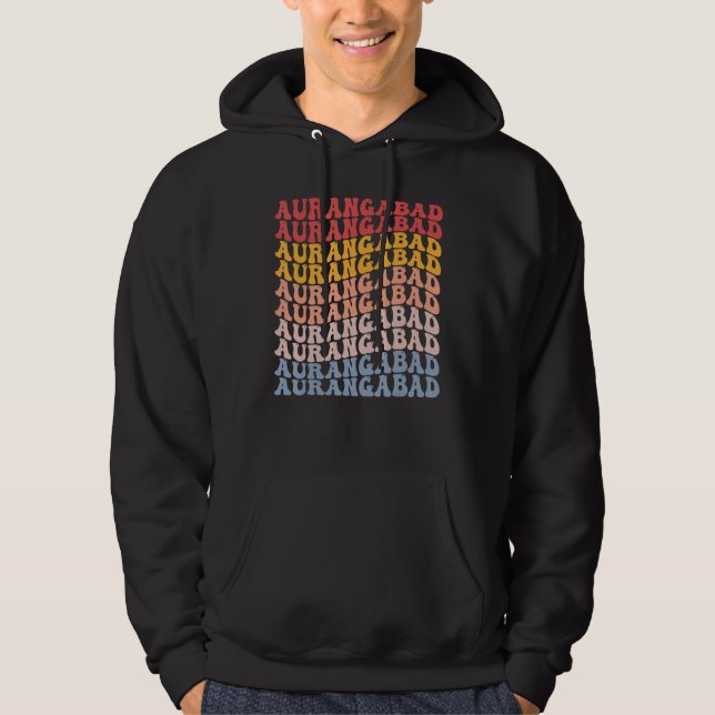 Aurangabad City Groovy Retro Hoodie (Framsida)