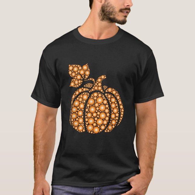 Aureate Fall Autumn Polka Dot Pumpkin Internationa T Shirt (Framsida)