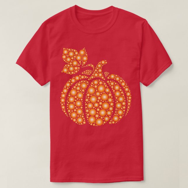 Aureate Fall Autumn Polka Dot Pumpkin Internationa T Shirt (Design framsida)