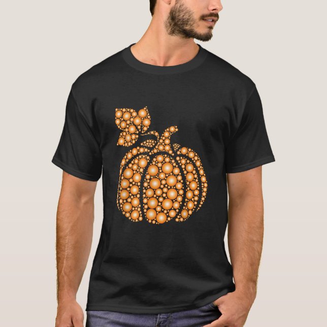 Aureate Fall Autumn Polka Dot Pumpkin Internationa T Shirt (Framsida)