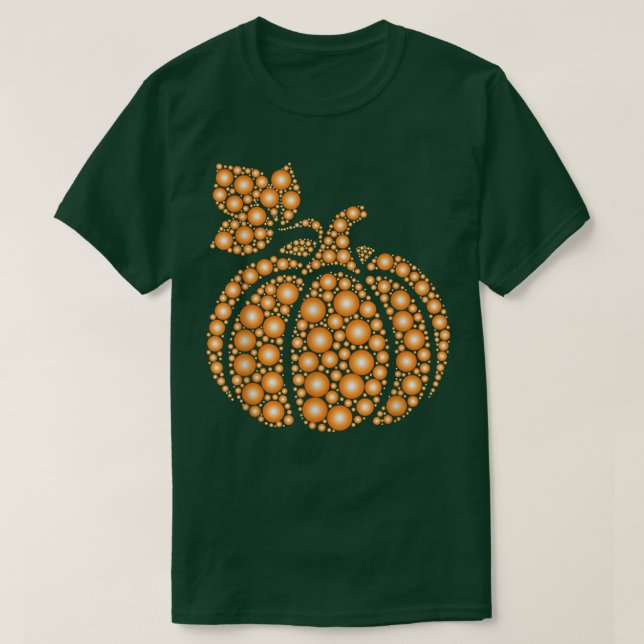 Aureate Fall Autumn Polka Dot Pumpkin Internationa T Shirt (Design framsida)