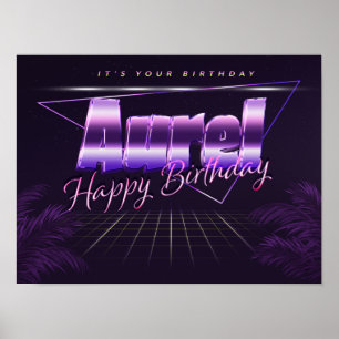 Aurel Namn Vorname lila retro Poster Geburtstag