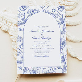 AURELIA Chinoiserie Blue Victorian Blommigt Bröllo Inbjudningar