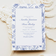 AURELIA Chinoiserie Blue Victorian Blommigt Bröllo