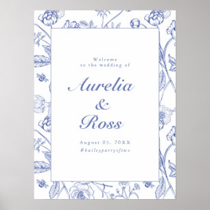 AURELIA Chinoiserie Blue Victorian Blommigt Bröllo Poster