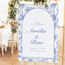 AURELIA Chinoiserie Blue Victorian Blommigt Bröllo Poster