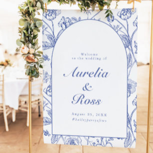 AURELIA Chinoiserie Blue Victorian Blommigt Bröllo Poster