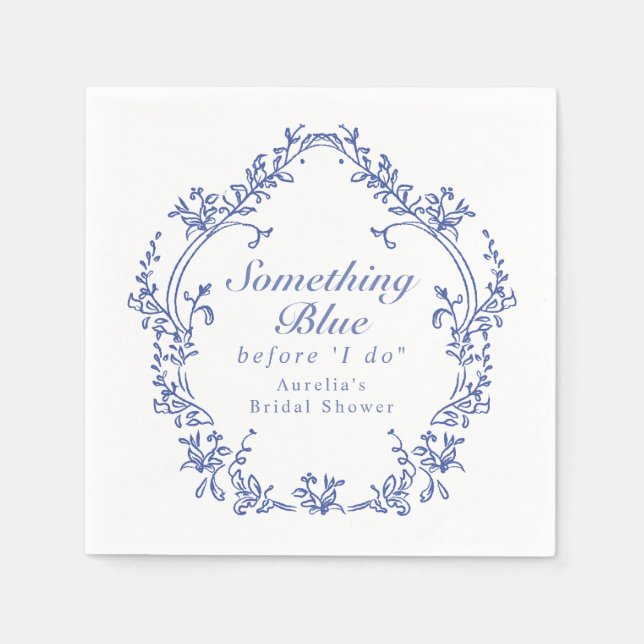 AURELIA Chinoiserie Something Blue Bröllopsdusch Pappersservett (Framsidan)