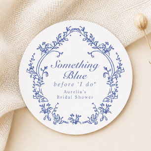 AURELIA Chinoiserie Something Blue Bröllopsdusch Underlägg Papper Rund