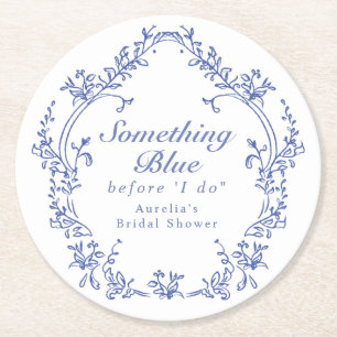 AURELIA Chinoiserie Something Blue Bröllopsdusch Underlägg Papper Rund