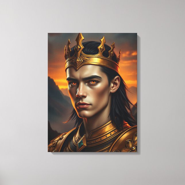Aurelius den soliga lågan - Episk gyllene kung Canvastryck (Framsida)
