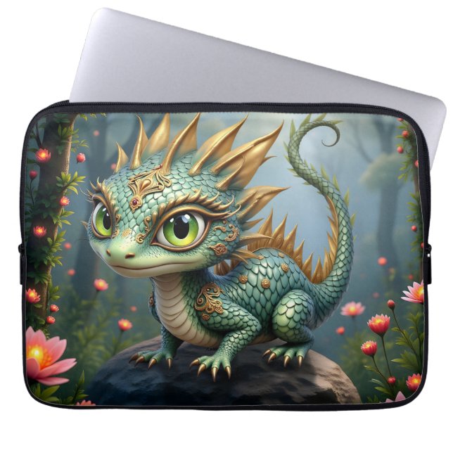 Auren – Liten Smaragdskogs Drake  Laptop Fodral (Framsidan)