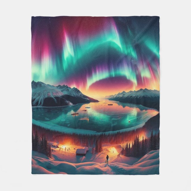 Aureola Borealis i Alaska Fleecefilt (Framsidan)