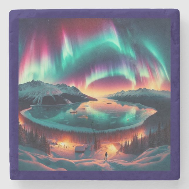 Aureola Borealis i Alaska Stenunderlägg (Framsidan)