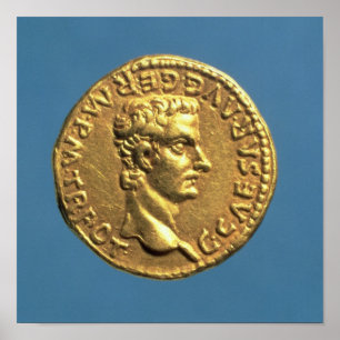 Aureus av Caligula barhuvad Poster
