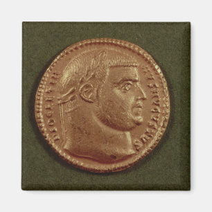 Aureus av Diocletian som ha på sig en lagrarkran Magnet