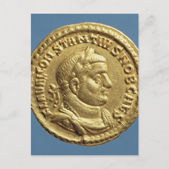 Aureus of Constantius I Caesar Augustus Vykort (Framsida)