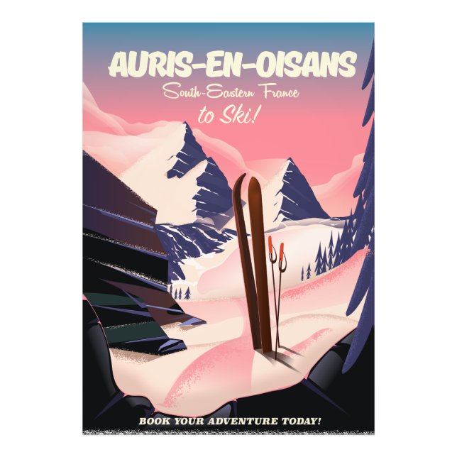 AURIS-EN-OISANS Frankrike ski poster (Framsidan)