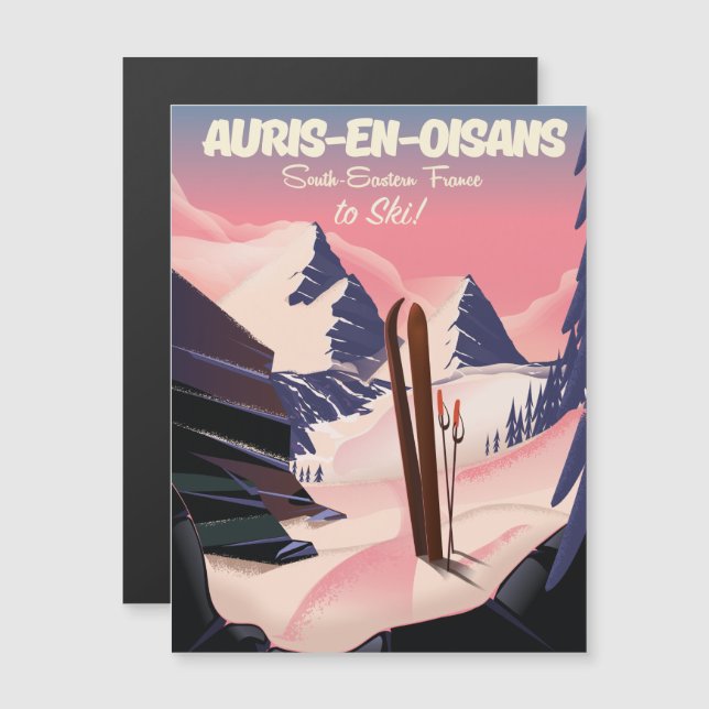 AURIS-EN-OISANS Frankrike ski poster (Fram/baksida)