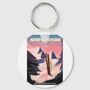AURIS-EN-OISANS Frankrike ski poster Nyckelring