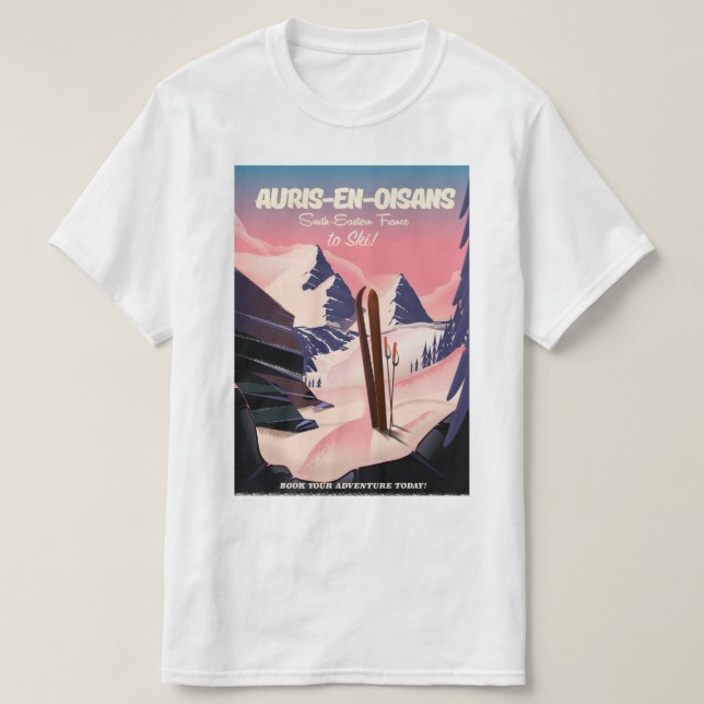 AURIS-EN-OISANS Frankrike ski poster T Shirt (Design framsida)