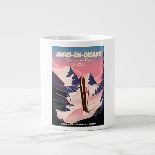 AURIS-EN-OISANS Frankrike skidposter Jumbo Mugg (Framsidan)