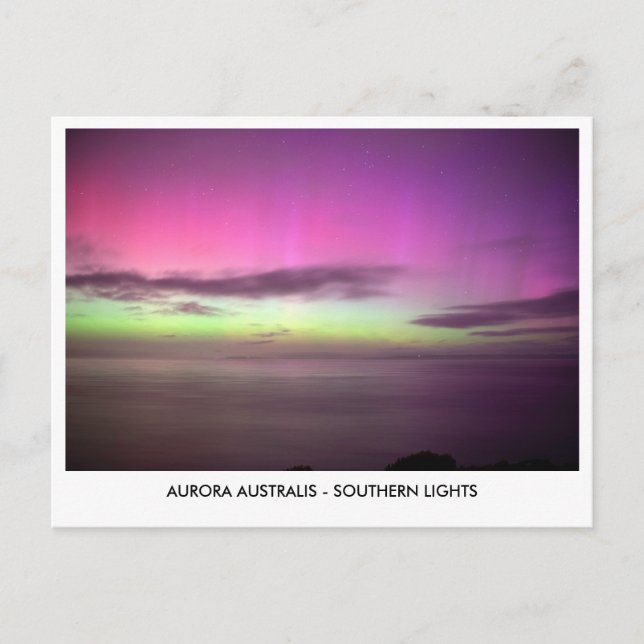 Aurora Australien - södra Ljus Natten Himmel Vykort (Framsida)