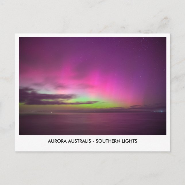 Aurora Australien - södra Ljus Natten Himmel Vykort (Framsida)