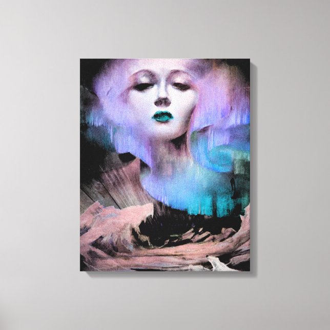 Aurora av Clive Henry Blue turquise lila night Canvastryck (Framsida)