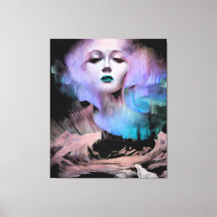 Aurora av Clive Henry Blue turquise lila night Canvastryck