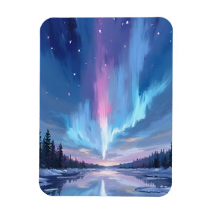 Aurora Borealis Akvarell Norrsken Målad Magnet