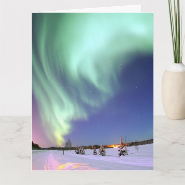 AURORA BOREALIS BIRTHDAY GREETING CARD TACK KORT (Framsida)