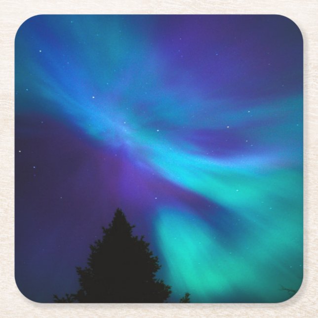 Aurora Borealis | Canada Ontario Sudbury Underlägg Papper Kvadrat (Framsidan)