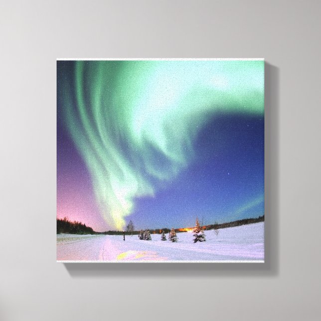 Aurora Borealis eller NordLjus, Alaska Canvastryck (Framsida)