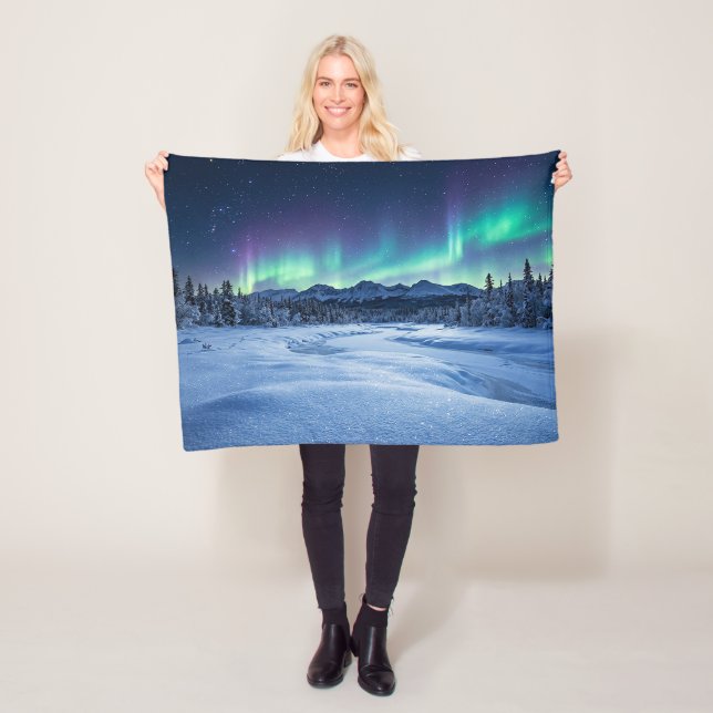 Aurora Borealis Fleecefilt (På plats)