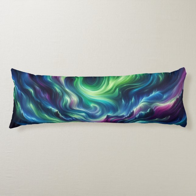 Aurora Borealis Flow:Northern Ljus Swirl Kroppskudde (Framsidan)
