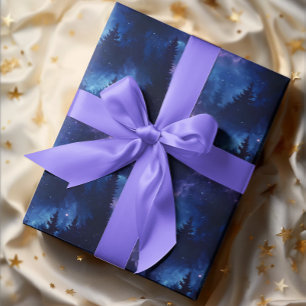 Aurora Borealis Forest Space liggande Presentpapper