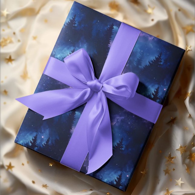 Aurora Borealis Forest Space liggande Presentpapper (Skapare uppladdad)