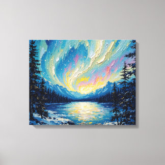 Aurora Borealis Glow Premium Wrapped Canvas Wall A