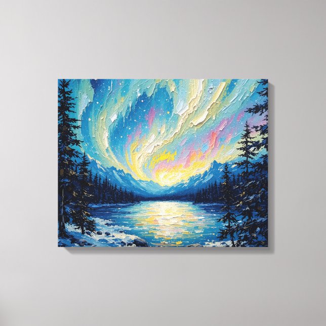 Aurora Borealis Glow Premium Wrapped Canvas Wall A (Framsida)