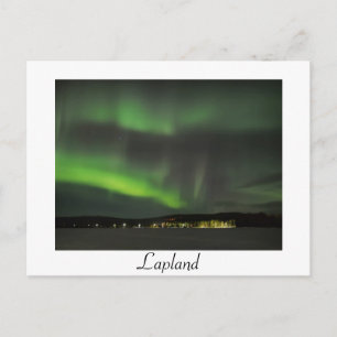 Aurora borealis i det vita vykortet himlar vykort