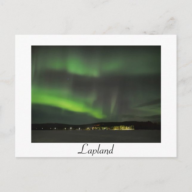 Aurora borealis i det vita vykortet himlar vykort (Framsida)