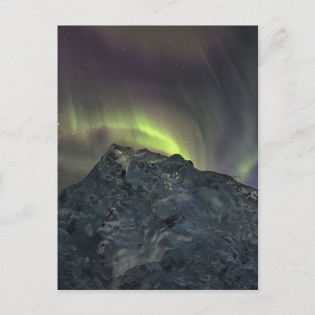 Aurora Borealis | Isberg Jokulsarlon Island Vykort (Framsida)