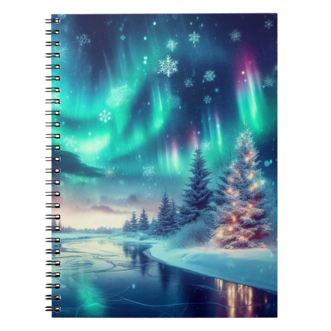 aurora borealis/jul/vinter anteckningsbok (Framsidan)