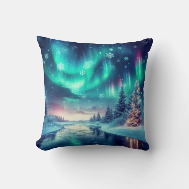 aurora borealis/jul/vinter kudde (Framsida)