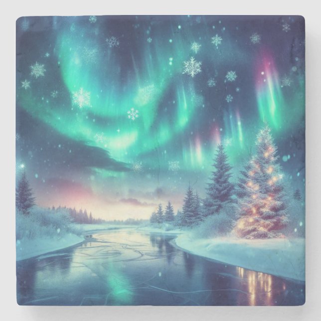 aurora borealis/jul/vinter stenunderlägg (Framsidan)