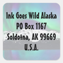 Aurora Borealis - kuvertstickers Fyrkantigt Klistermärke