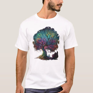 Aurora Borealis Ljuserade Träd-illustration T-Sh T Shirt