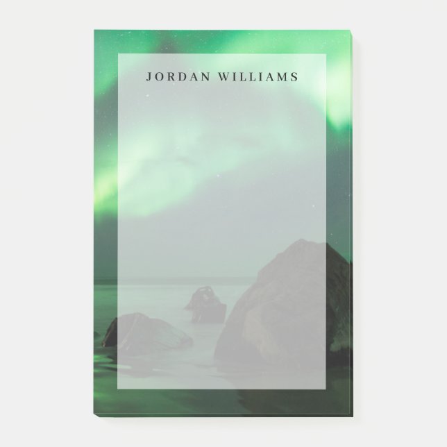 Aurora Borealis | Lofoten Beach Norge Post-it Block (Framsida)